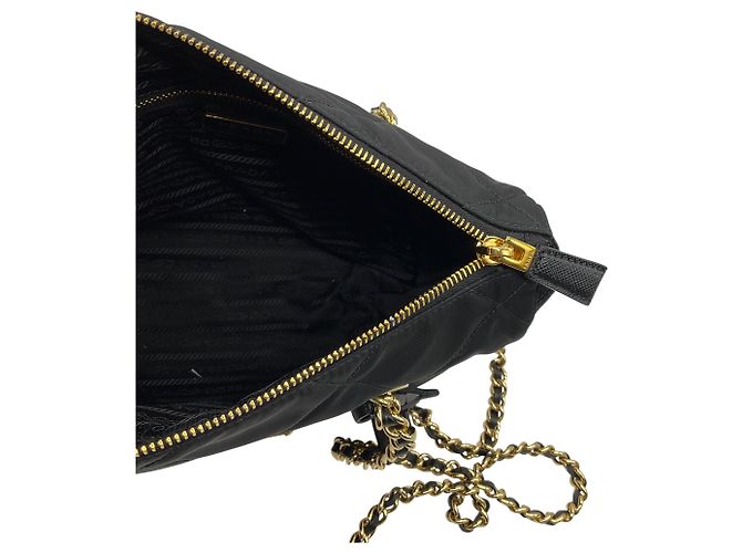 Borsa tote piccola Prada Re-Nylon nera Impuntu trapuntata Re-Edition 1995 Chaine Nero - vista 7