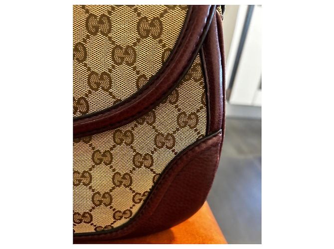 Bamboo Gucci Bambus Handtasche aus Leder und Stoff braun - Ansicht 11