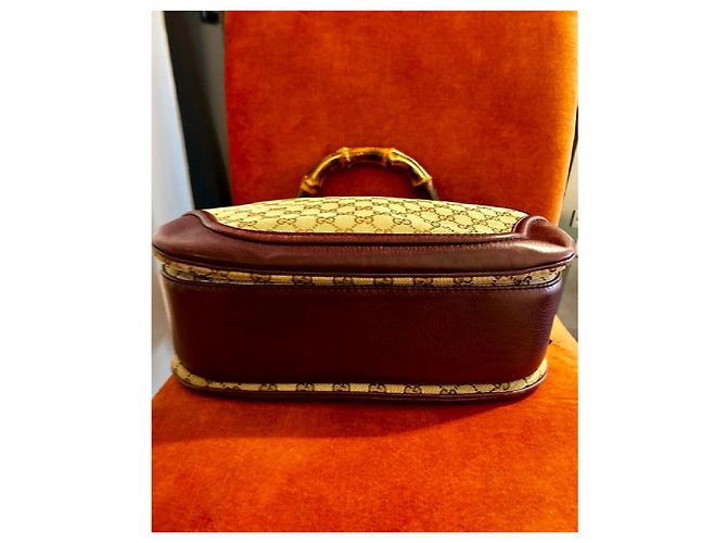Bamboo Gucci Bambus Handtasche aus Leder und Stoff braun - Ansicht 2