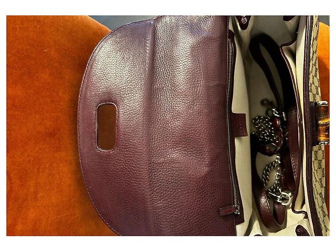 Bamboo Gucci Bambus Handtasche aus Leder und Stoff braun - Ansicht 8