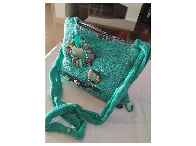 Borsa Maliparmi verde in acrilico con pietre - vista 2