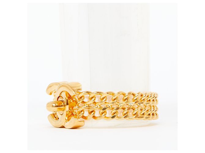 Pulsera Chanel 1996 Maxi CC Turnlock Doble Cadena Dorada Talla M Dorado - vista 2