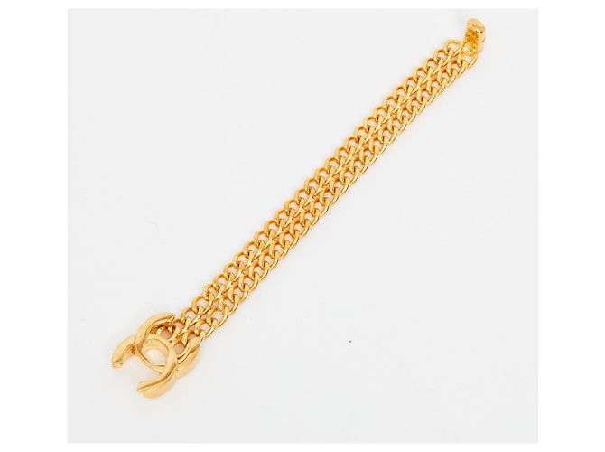 Pulsera Chanel 1996 Maxi CC Turnlock Doble Cadena Dorada Talla M Dorado - vista 4