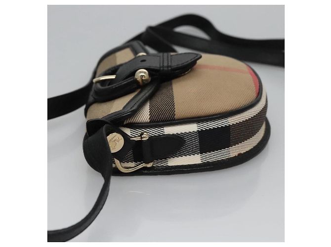 BOLSA MINI CROSSBODY BURBERRY BEGE NOVA CHECK COM FIVELA Preto Gold hardware - vista 4