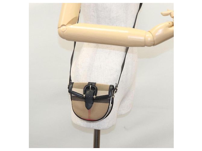 BOLSA MINI CROSSBODY BURBERRY BEGE NOVA CHECK COM FIVELA Preto Gold hardware - vista 9