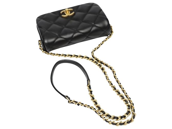 Schultertasche aus schwarzem Lammleder von Chanel - Ansicht 9