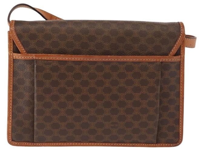 Céline Celine Vintage Macadam Schultertasche aus Canvas und Leder Braun - Ansicht 2