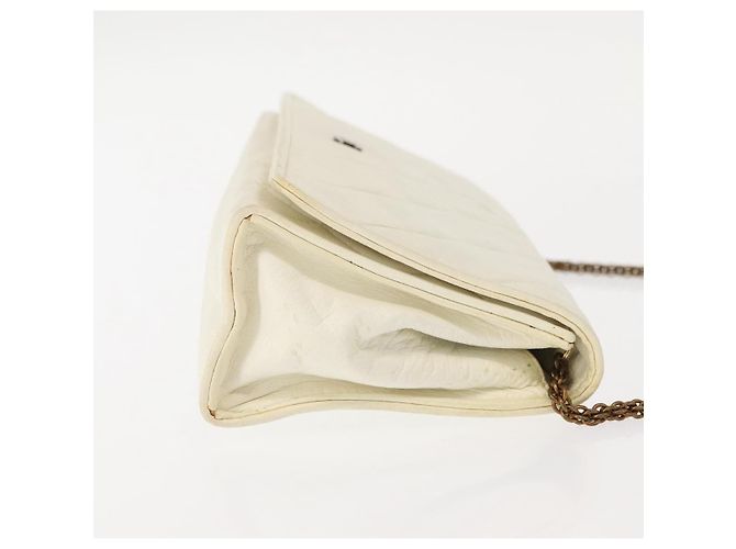 Wallet On Chain Cartera Chanel Full Flap en cadena de piel de cordero acolchada Blanco - vista 3