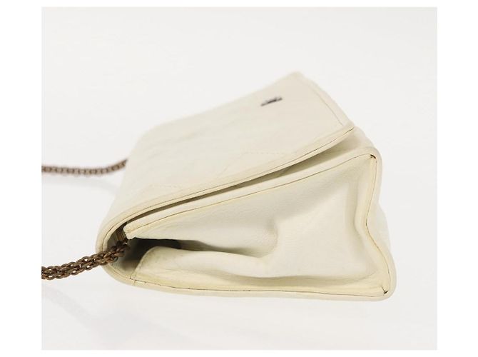 Wallet On Chain Cartera Chanel Full Flap en cadena de piel de cordero acolchada Blanco - vista 4