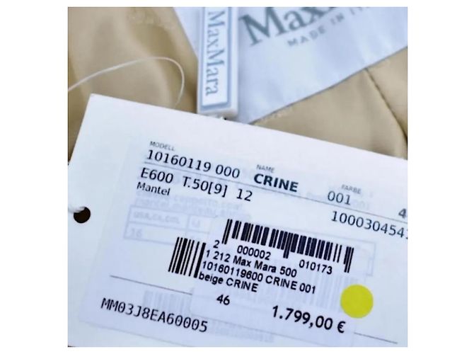 Abrigo Max Mara Crine de lana de camello beige - vista 6