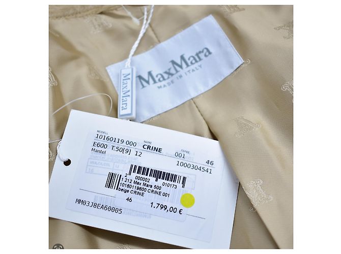 Abrigo Max Mara Crine de lana de camello beige - vista 8