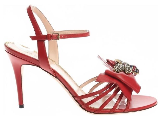 Sandali Gucci in pelle rossa con decorazione ape Rosso - vista 2