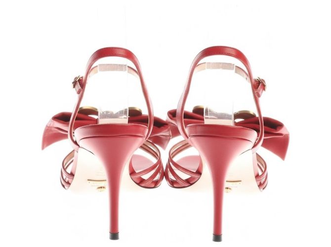 Sandali Gucci in pelle rossa con decorazione ape Rosso - vista 3