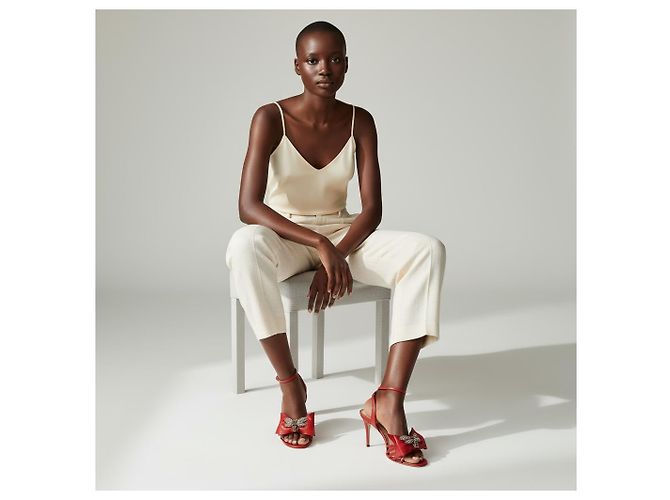 Sandali Gucci in pelle rossa con decorazione ape Rosso - vista 6