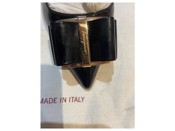 Décolleté Slingback Salvatore Ferragamo Vernice Nero - vista 3