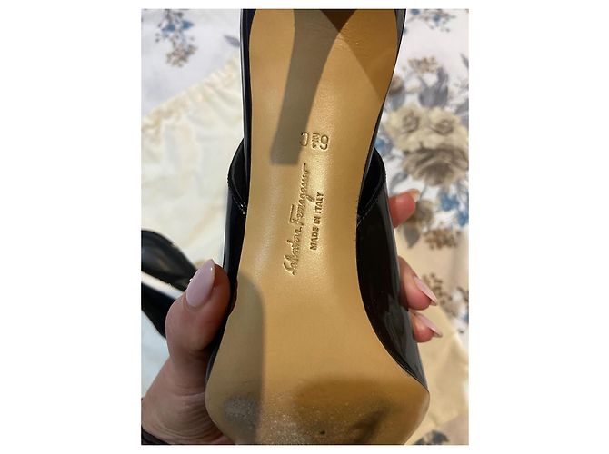 Décolleté Slingback Salvatore Ferragamo Vernice Nero - vista 5