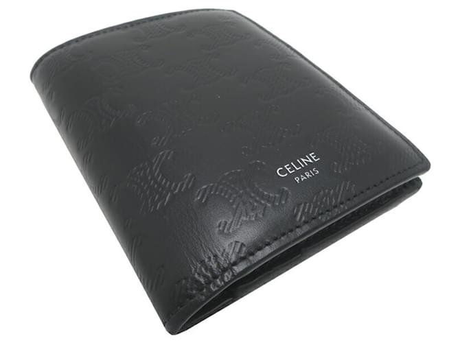 Céline Celine Triomphe Compact Wallet Black - view 3