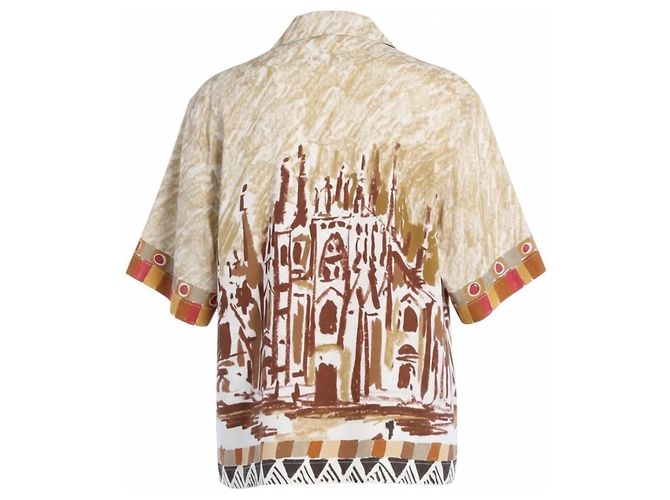 Camicia Prada in cotone stampa Duomo di Milano Beige - vista 2