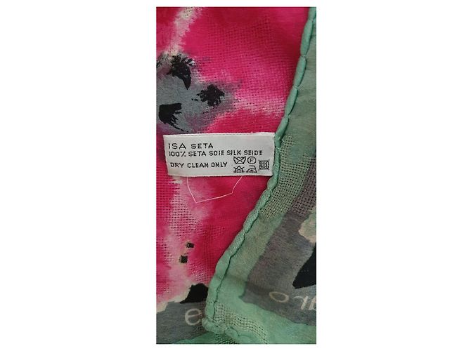 Sciarpa di seta Emanuel Ungaro Stampa Floreale Nero Rosa Verde - vista 2