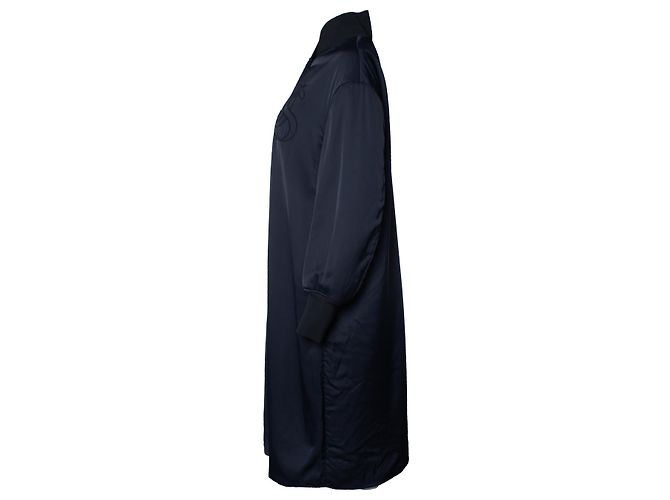 Jil Sander, giacca sportiva lunga blu bomber - vista 2