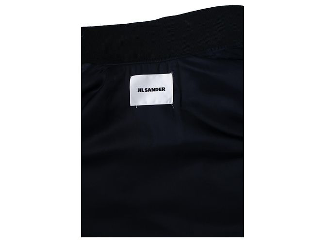 Jil Sander, giacca sportiva lunga blu bomber - vista 6