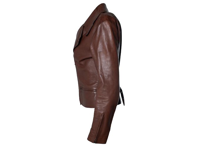 Hermès, braune Lederbikerjacke - Ansicht 2