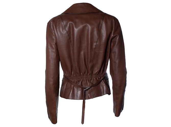 Hermès, braune Lederbikerjacke - Ansicht 3