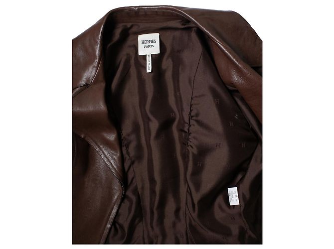 Hermès, braune Lederbikerjacke - Ansicht 7