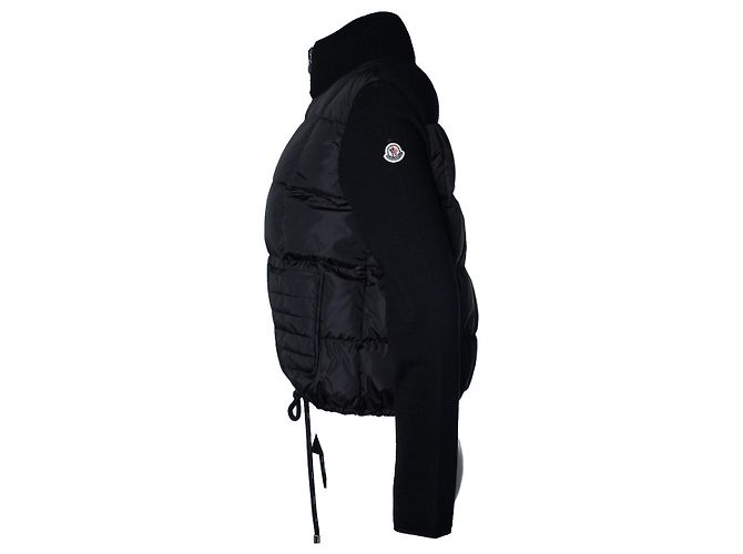 Moncler, cardigan ibrido imbottito in nero - vista 2