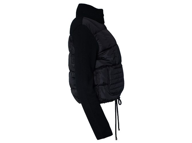 Moncler, cardigan ibrido imbottito in nero - vista 4
