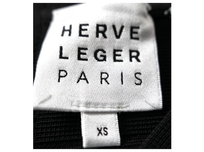 Schwarzes Bandage-Kleid mit Herz-Ausschnitt von Herve Leger - Ansicht 7
