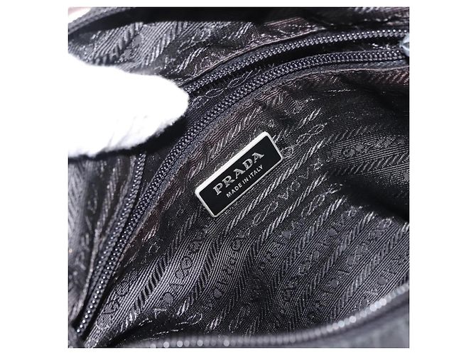 Borsa Messenger Piatta Prada Tessuto Media Nero - vista 7