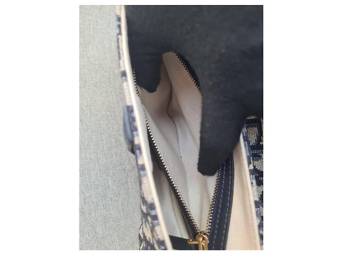Bolsa Sela Jacquard Oblique Média Christian Dior Azul Marinho com Hardware Dourado - vista 15