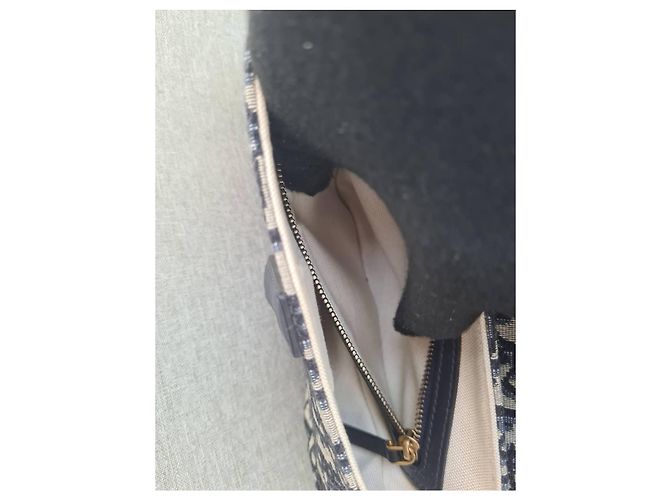 Bolsa Sela Jacquard Oblique Média Christian Dior Azul Marinho com Hardware Dourado - vista 16