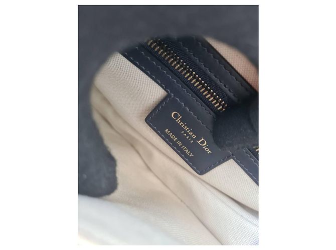 Bolsa Sela Jacquard Oblique Média Christian Dior Azul Marinho com Hardware Dourado - vista 17