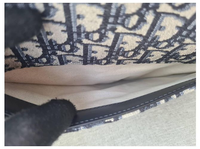 Bolsa Sela Jacquard Oblique Média Christian Dior Azul Marinho com Hardware Dourado - vista 19