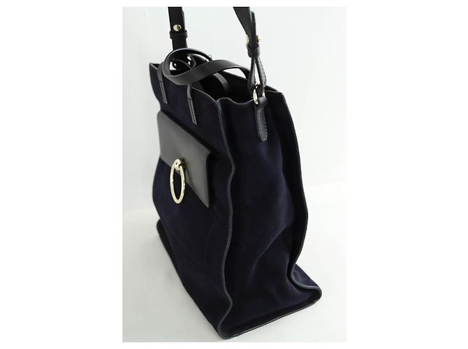 Claudie Pierlot Borsa a tracolla in suede blu navy - vista 3