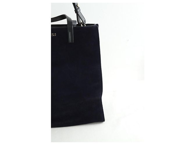 Claudie Pierlot Borsa a tracolla in suede blu navy - vista 4