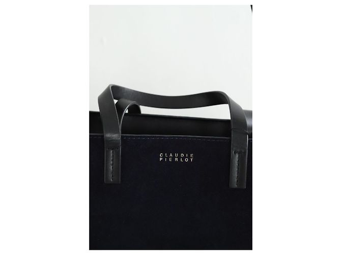 Claudie Pierlot Borsa a tracolla in suede blu navy - vista 5