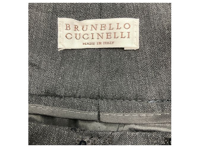 Brunello Cucinelli anthrazitgraue Pailletten-Wollhose - Ansicht 4