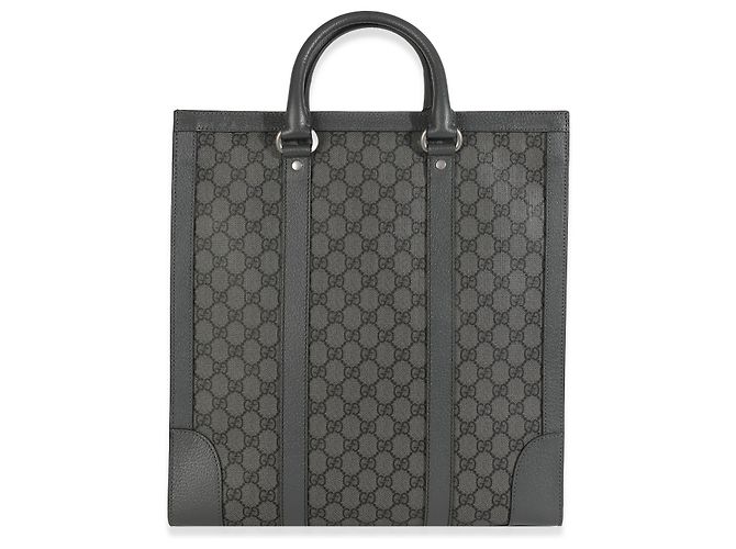 Borsa Tote Media Ophidia in Tela GG Grigia e Nera di Gucci Marrone - vista 2