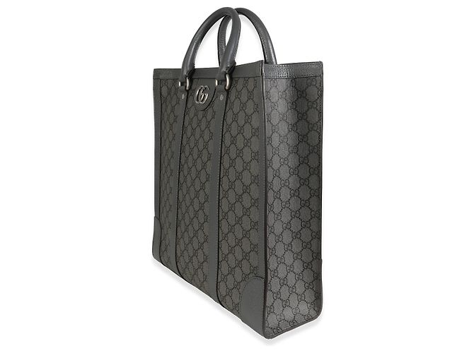 Borsa Tote Media Ophidia in Tela GG Grigia e Nera di Gucci Marrone - vista 3