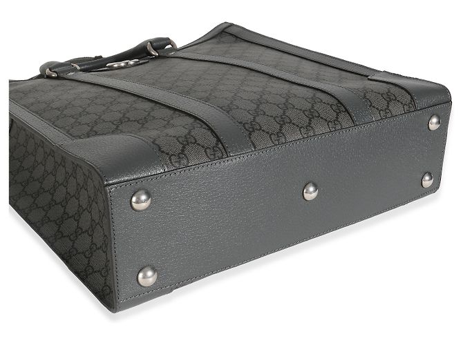 Borsa Tote Media Ophidia in Tela GG Grigia e Nera di Gucci Marrone - vista 5