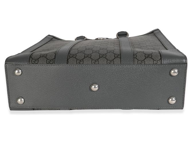 Borsa Tote Media Ophidia in Tela GG Grigia e Nera di Gucci Marrone - vista 6
