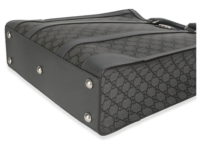 Borsa Tote Media Ophidia in Tela GG Grigia e Nera di Gucci Marrone - vista 7