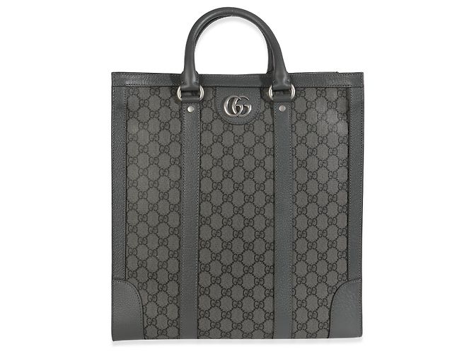 Borsa Tote Media Ophidia in Tela GG Grigia e Nera di Gucci Marrone - vista 8