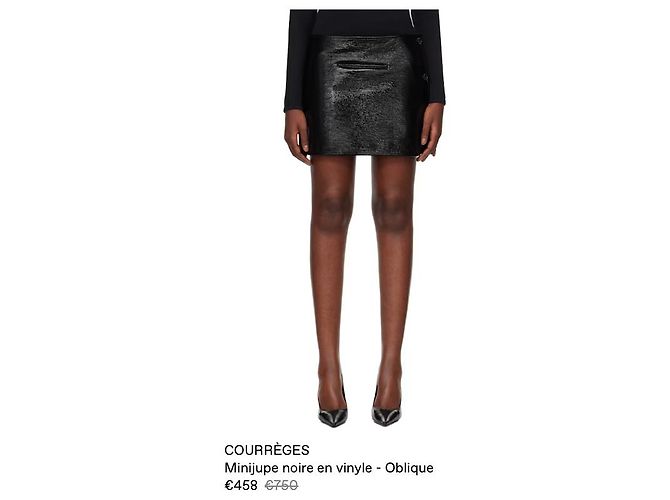 Courreges Minifalda negra de vinilo asimétrica Negro - vista 11