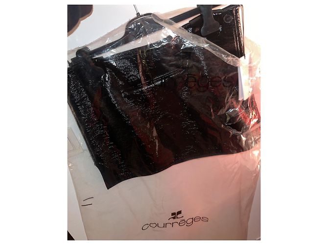 Courreges Minifalda negra de vinilo asimétrica Negro - vista 3
