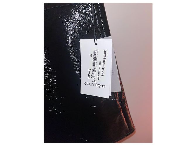 Courreges Minifalda negra de vinilo asimétrica Negro - vista 5