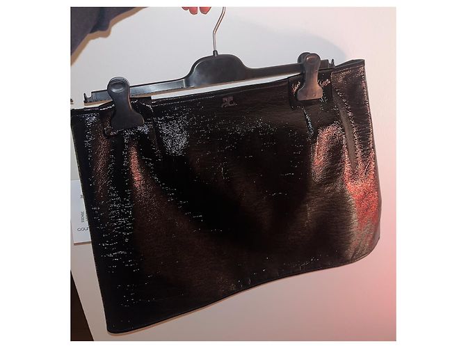 Courreges Minifalda negra de vinilo asimétrica Negro - vista 8
